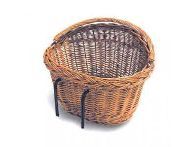 Basil DETROIT rattan bicycle basket with hooks for handlebars or carrier