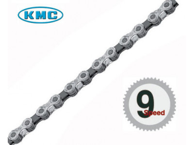 KMC Chain X 9 silver-grey, 116 links in a satchet, X-9-93 6.6 mm, 27 speeds
