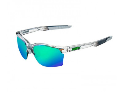 100% Sportcoupe glasses, Polished Translucent Crystal Grey/Green Multilayer Mirror Lens
