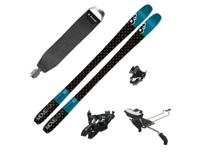 MOVEMENT skialpinistický set - lyže SESSION 85 + pásy, vázání a brzdy, černo-modrá