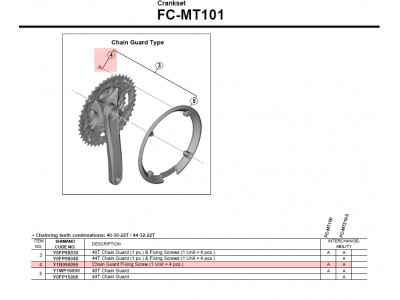 Set de șuruburi Shimano Y1N098090 pentru manivele FC-MT101