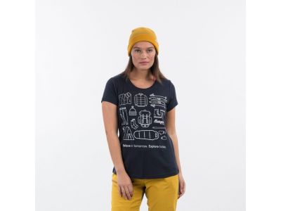 T-shirt damski Bergans Graphic Wool, niebieski