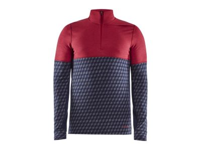CRAFT Merino 240 Zip tričko, červená/modrá